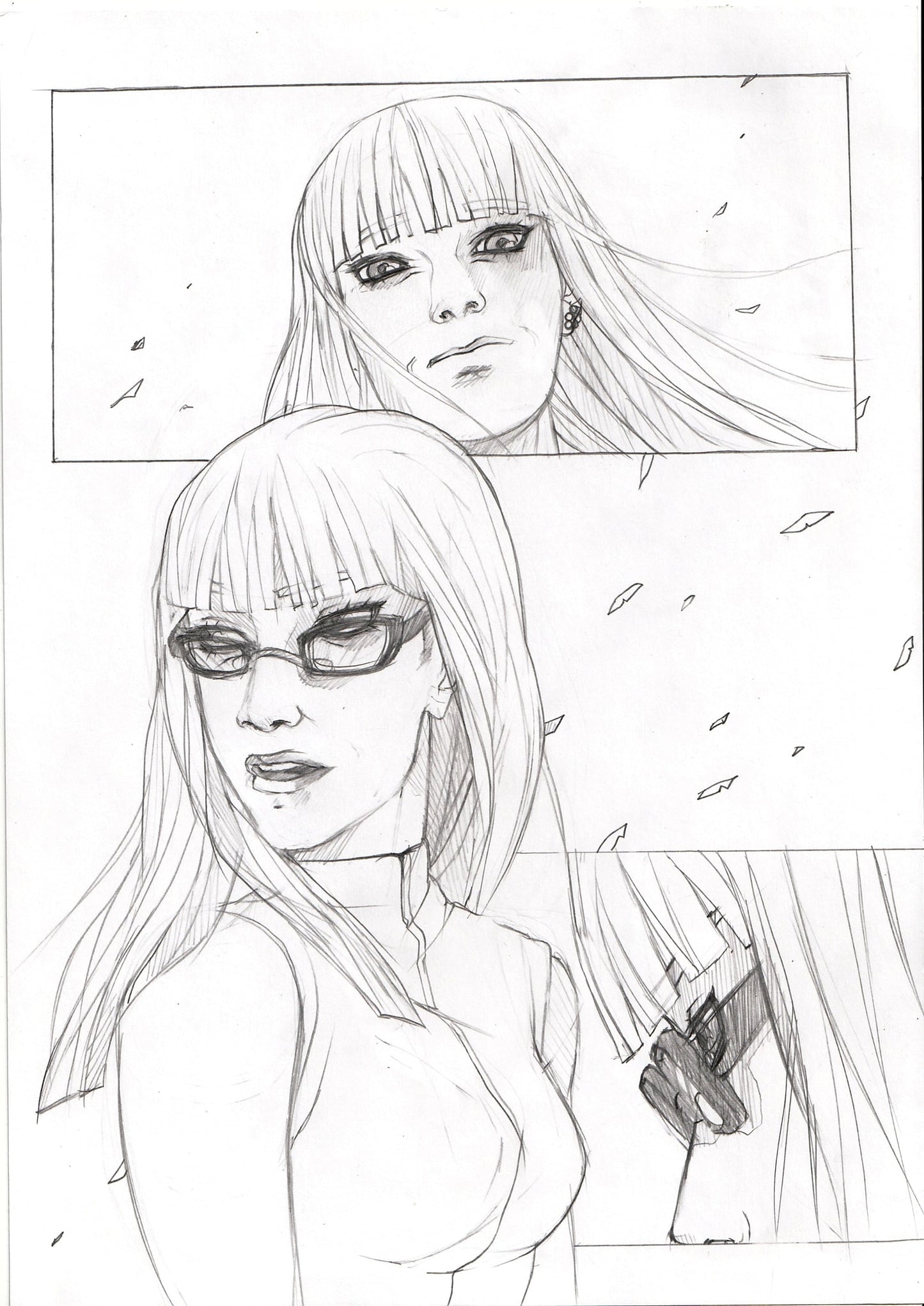 Sketch - An unusual girl with glasses