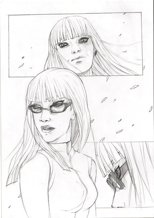 Sketch - An unusual girl with glasses